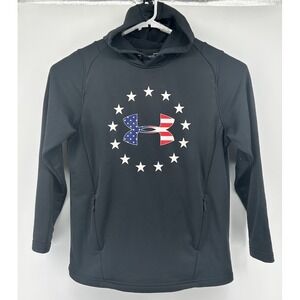 Under Armour Fitted Long Sleeve Pullover Hoodie Black Men's Size Large